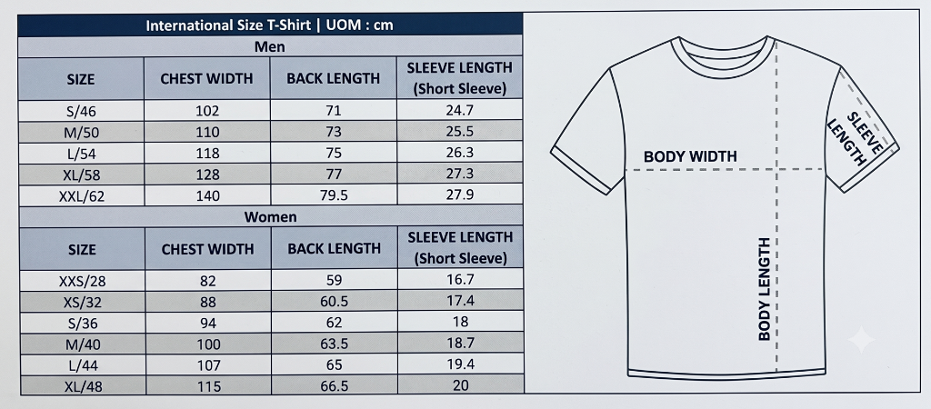 T-Shirt Size Chart